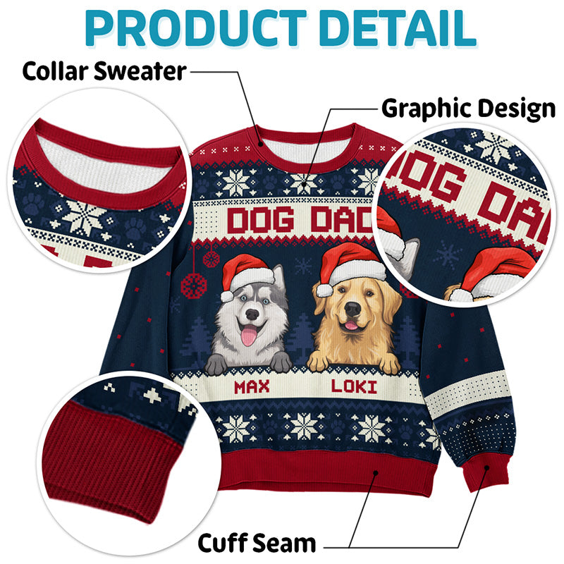 Merry Christmas, Cat Mom Cat Dad - Personalized Custom Unisex Ugly Christmas Sweatshirt, Wool Sweatshirt, All-Over-Print Sweatshirt - Gift For Cat Lovers, Pet Lovers, Christmas Gift