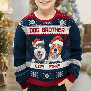 Merry Christmas, Dog Mom Dog Dad - Personalized Custom Unisex Ugly Christmas Sweatshirt, Wool Sweatshirt, All-Over-Print Sweatshirt - Gift For Dog Lovers, Pet Lovers, Christmas Gift