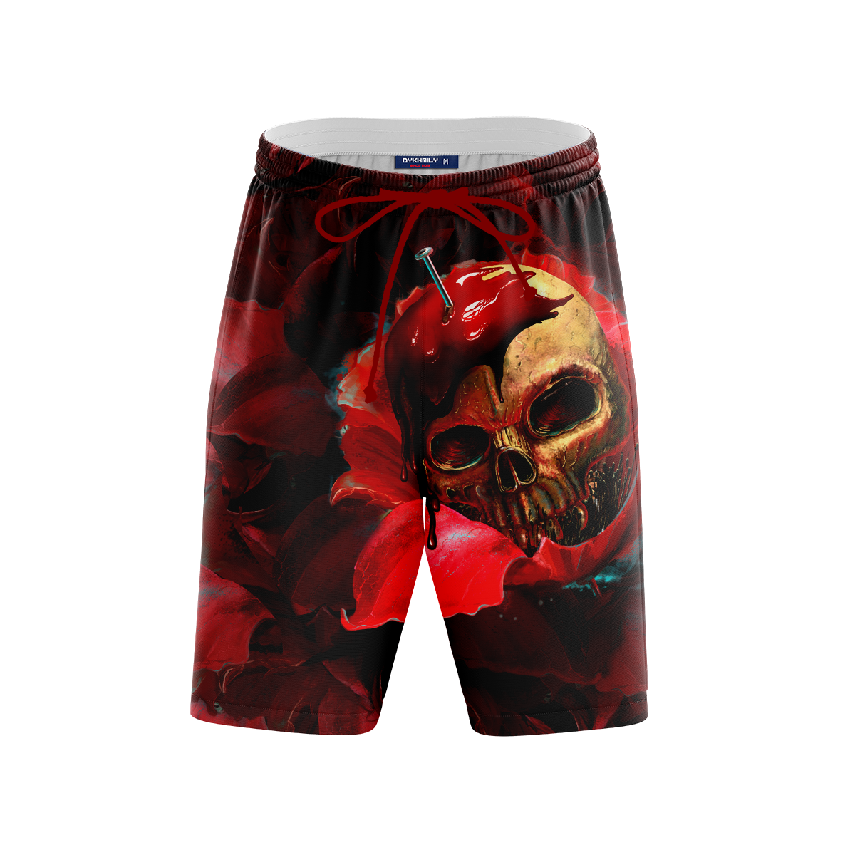 Skull In Red Beach Shorts Short