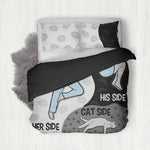 Her Side, His Side, Cat Side Bedding Set