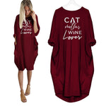 Cat Mother Wine Lover Dress Red / S