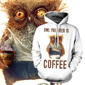 Owl You Need Is Coffee Unisex Pullover Hoodie