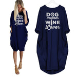 Dog Mother Wine Lover Dress Navy Blue / S