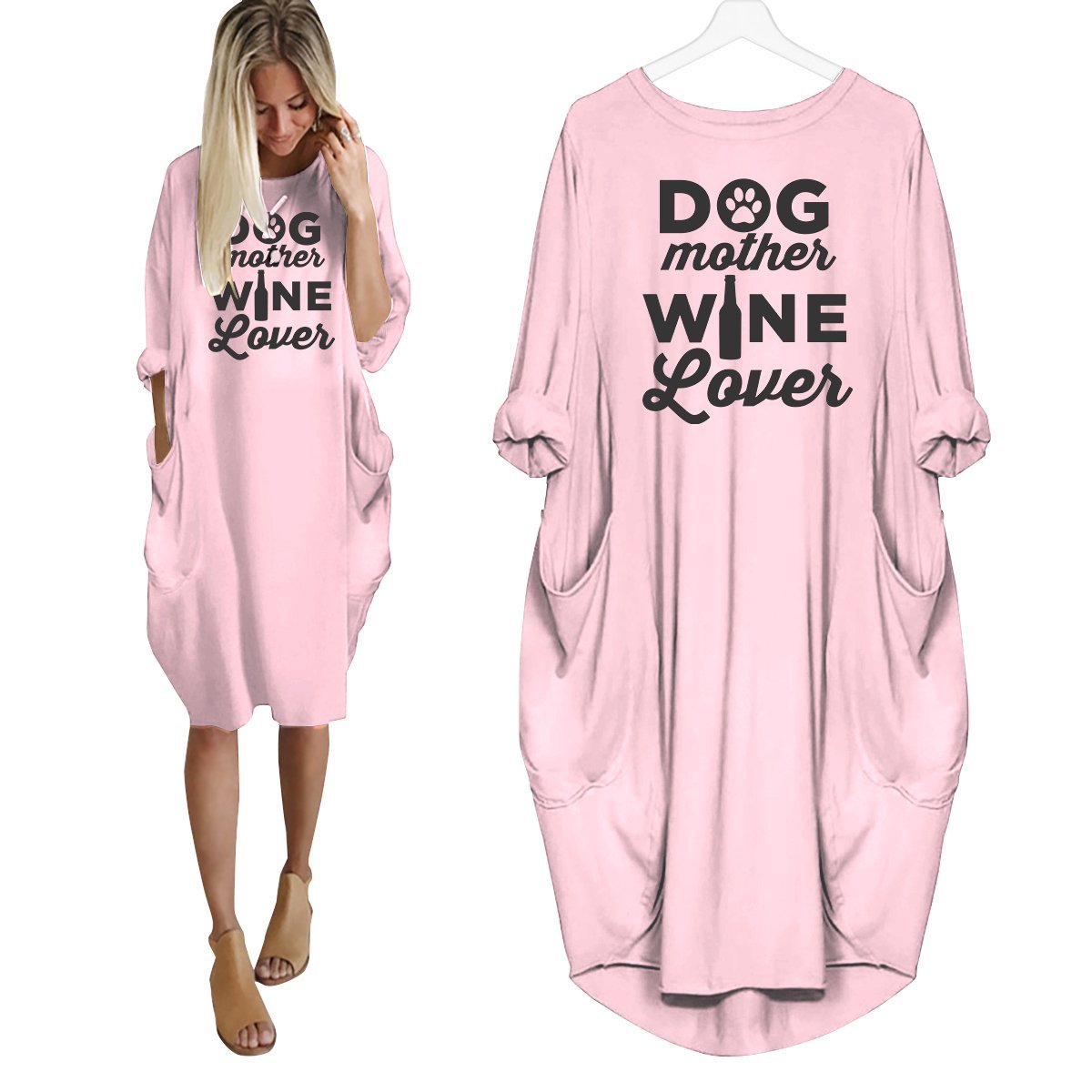 Dog Mother Wine Lover Dress Pink / S