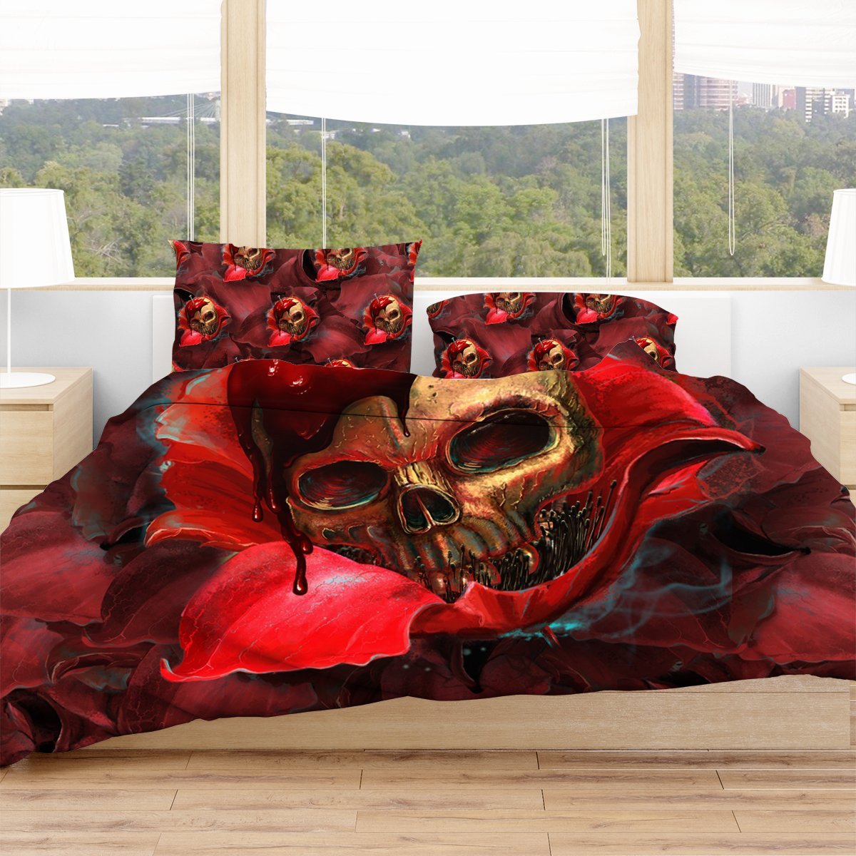 Skull In Red Bedding Set Twin Beddings