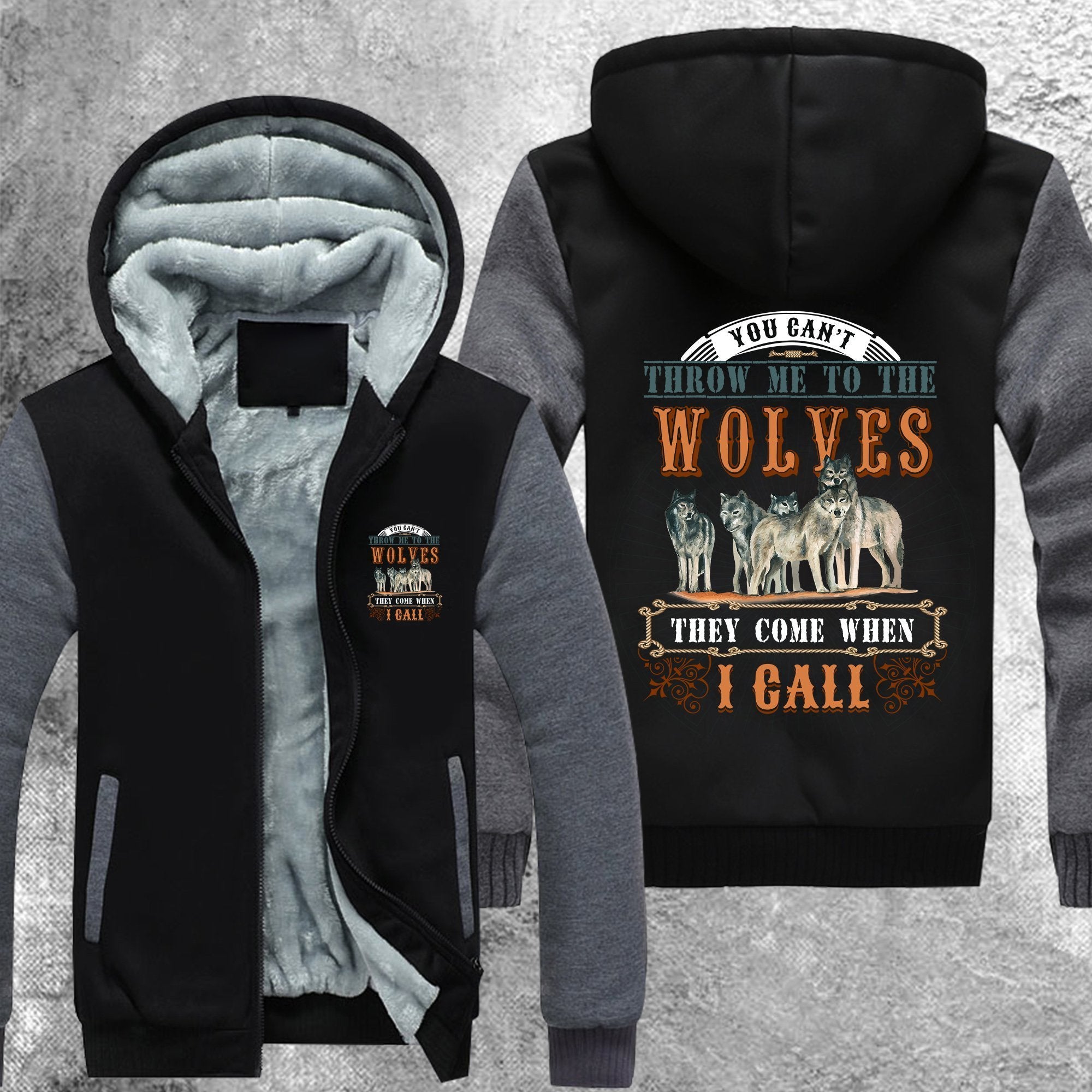 You Cant Throw Me To The Wolves Fleece Jacket Grey / M