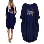 Fueled By Jesus And Coffee Dress Navy Blue / S