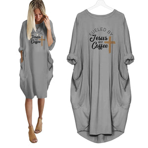 Fueled By Jesus And Coffee Dress Grey / S