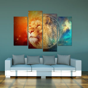 Hip Lion 4 Piece Canvas Small / No Frame Wall