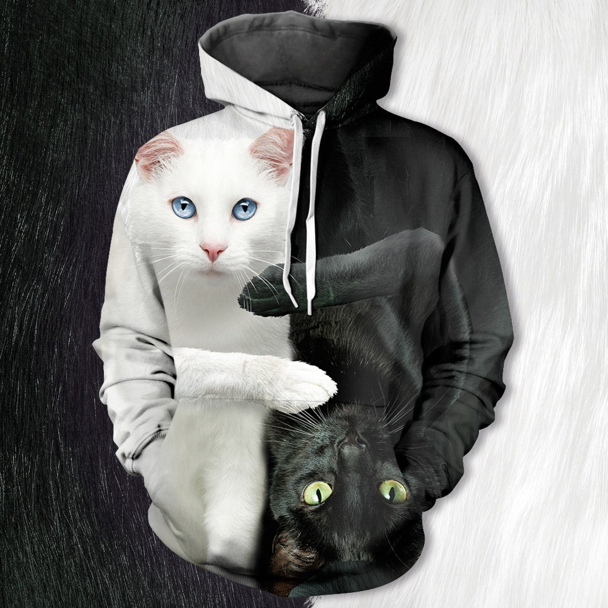 Yin Yang Cats Unisex Pullover Hoodie S