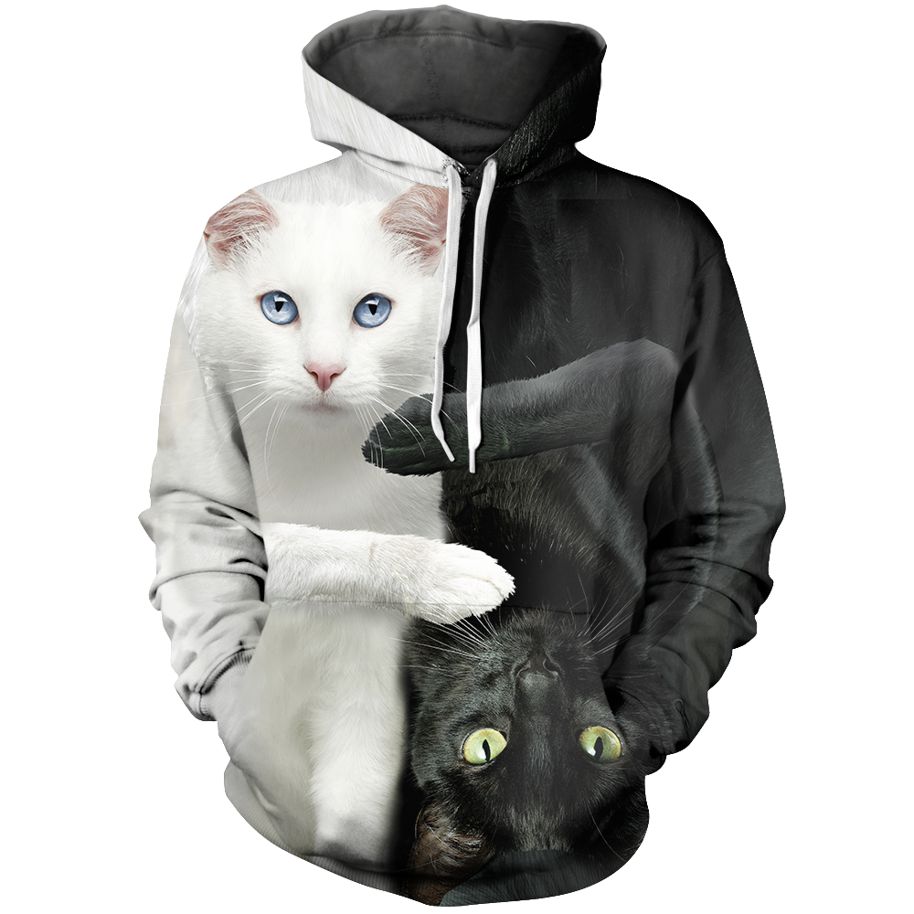 Yin Yang Cats Unisex Pullover Hoodie
