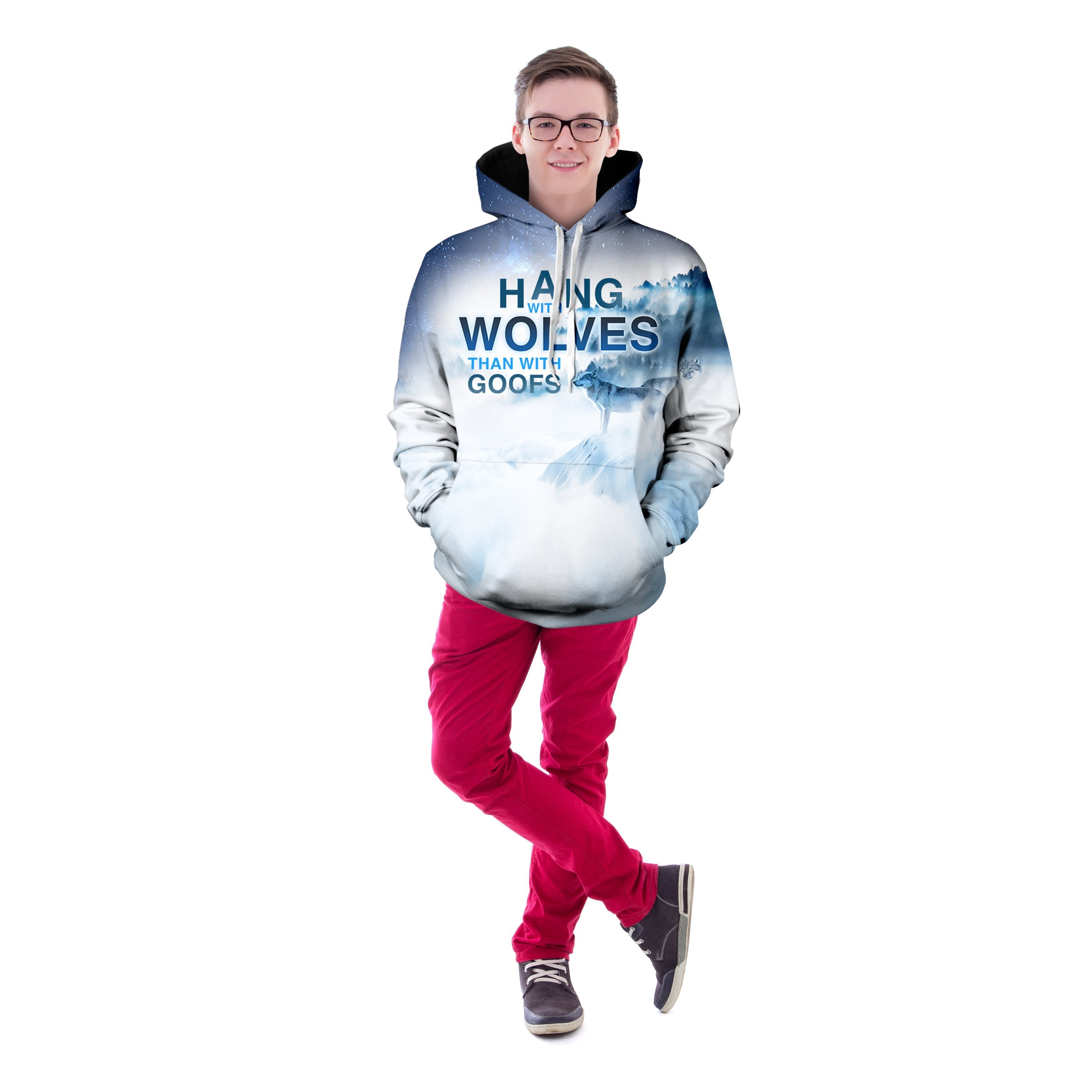 Hang With Wolves Than Goofs Unisex Pullover Hoodie