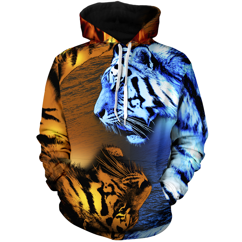 Yin Yang Fire & Ice Tiger Unisex Pullover Hoodie