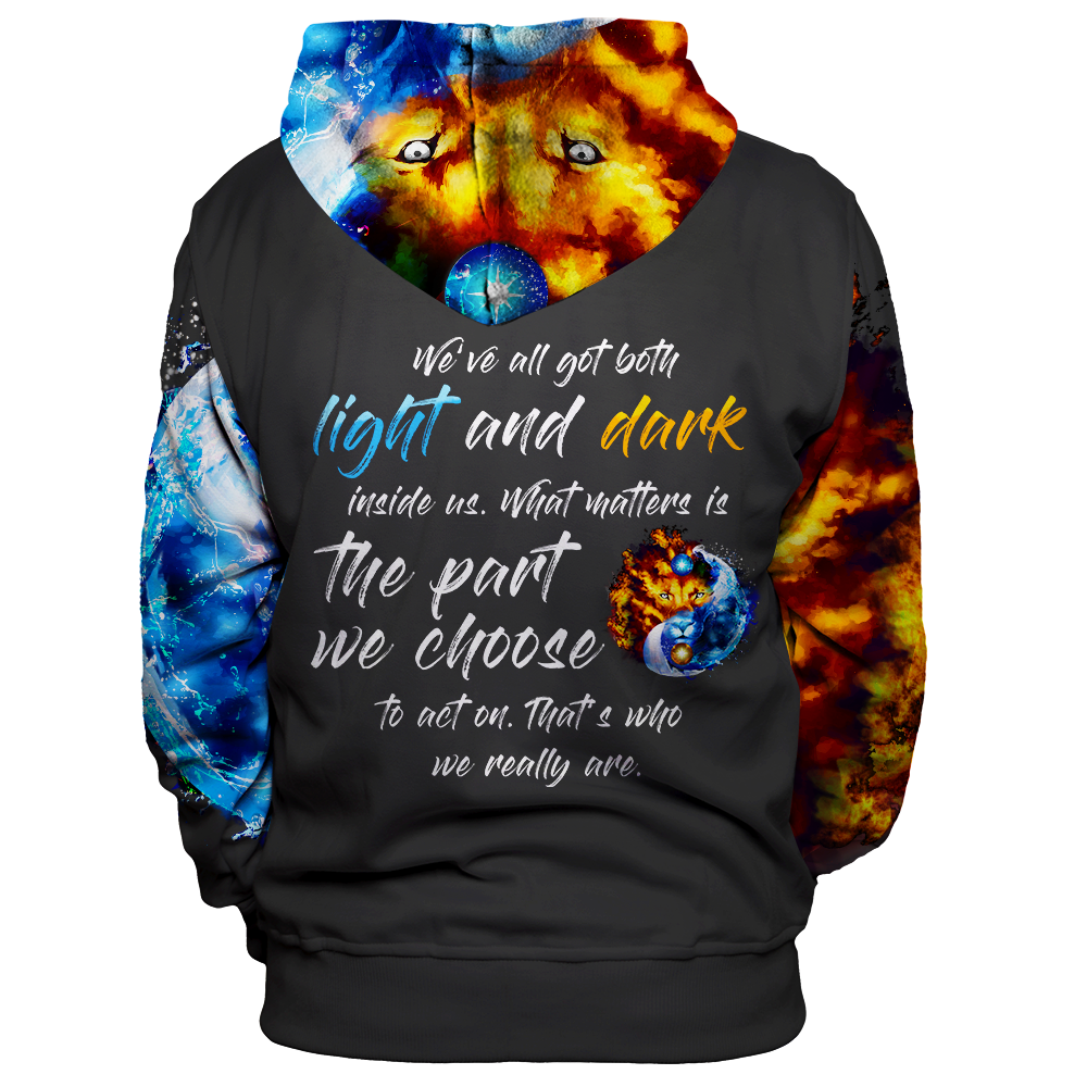 Yin Yang Fire & Ice Lion Unisex Pullover Hoodie