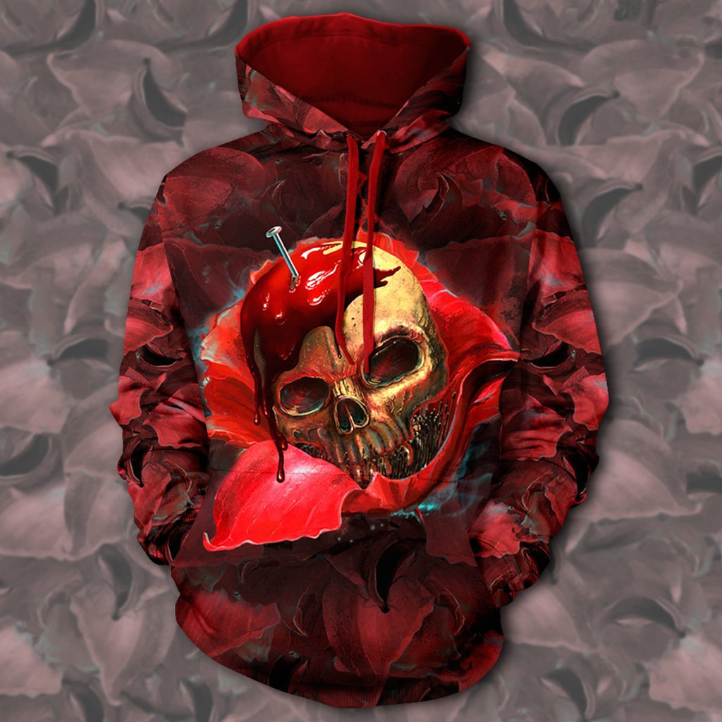 Skull In Red Unisex Pullover Hoodie S
