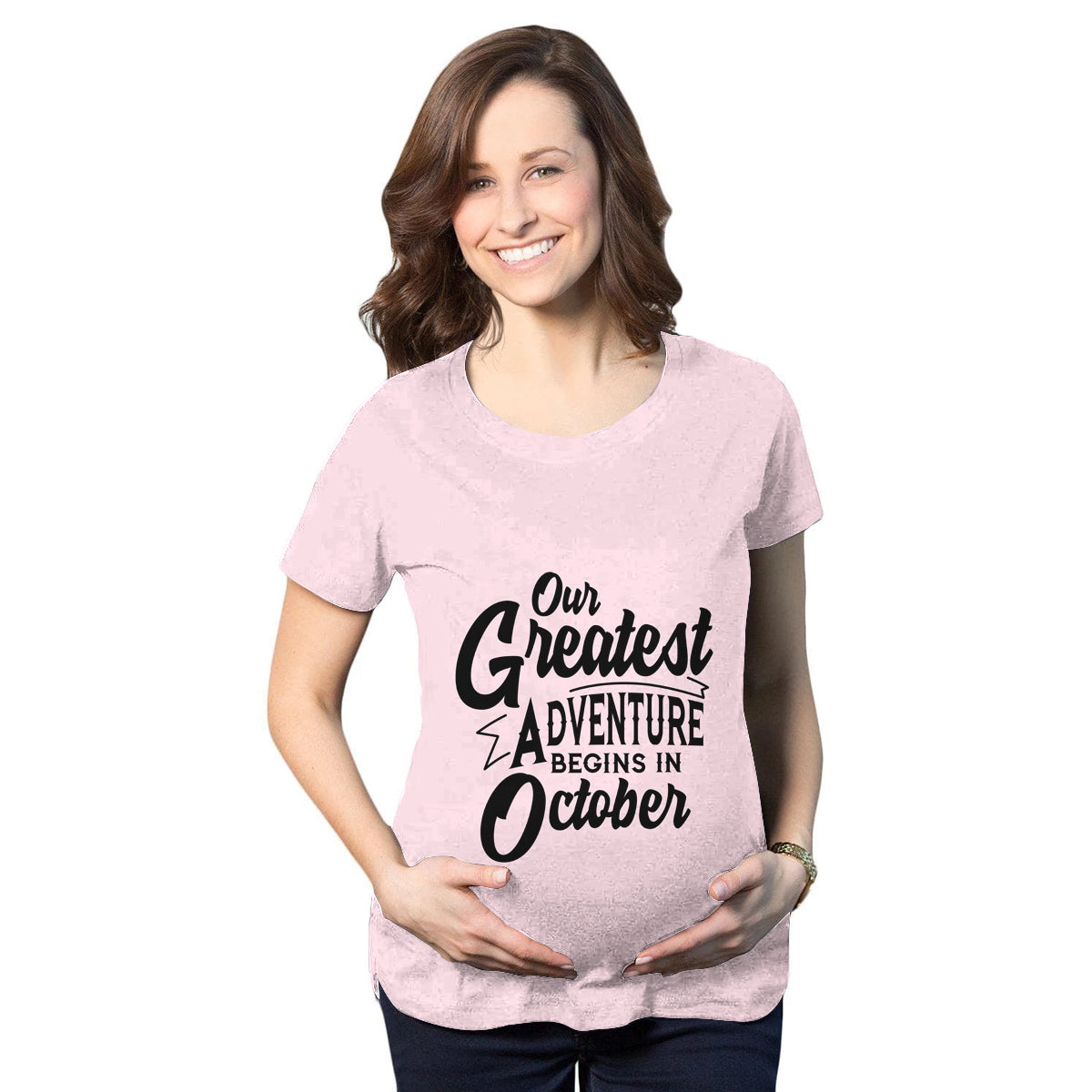 Our Greatest Adventure Begins in October Maternity T-Shirt