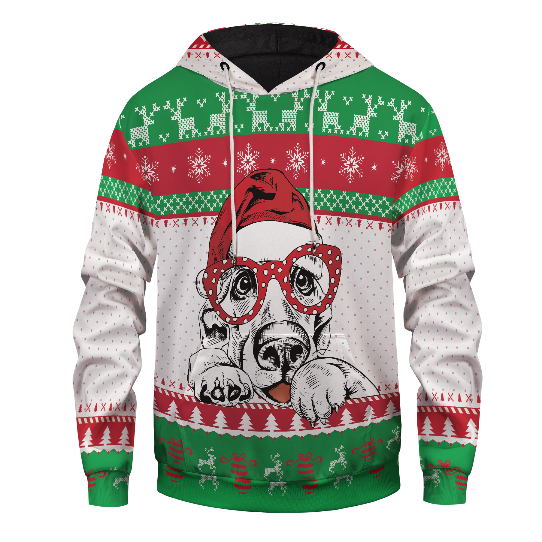 Christmas Dog Face Unisex Pullover Hoodie