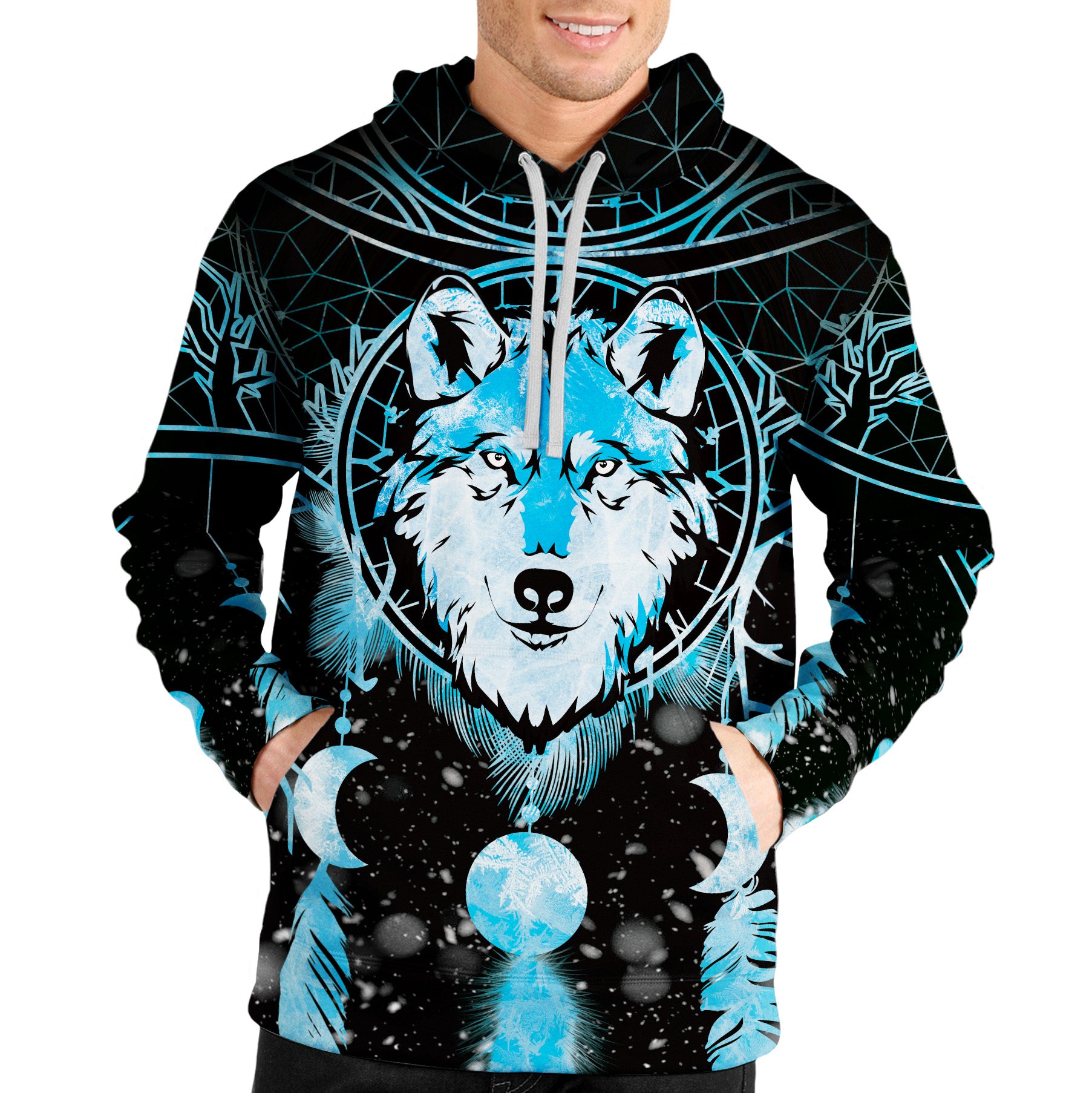 Winter Wolf Dream Catcher Unisex Pullover Hoodie
