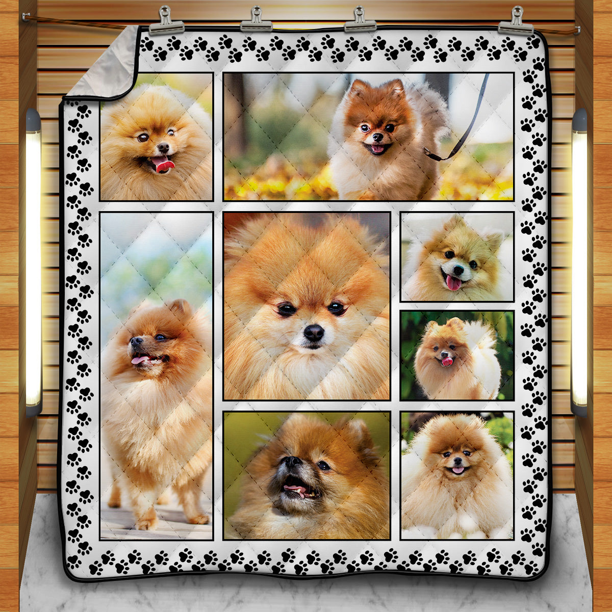 Pomeranian Dog Lovers Quilt Blanket