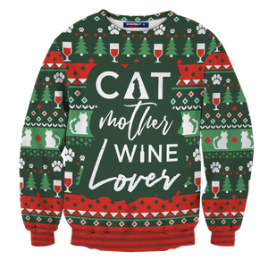 Cat Mother Wine Lover Unisex Sweater