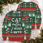 Cat Mother Wine Lover Unisex Sweater