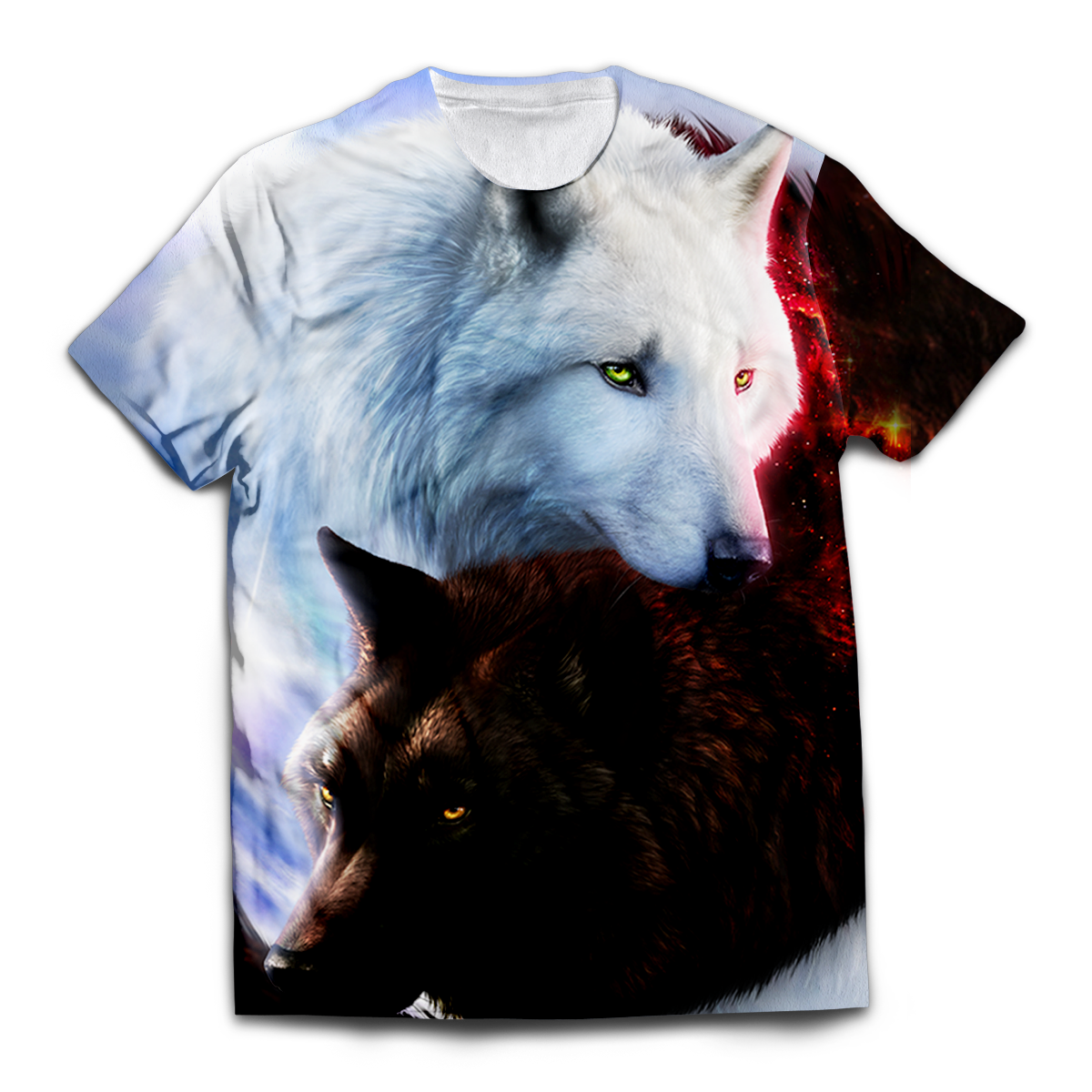 Yin Yang Fire Ice Wolves Unisex T-Shirt M