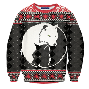 Yin Yang Holiday Wolves Unisex Sweater Sweatshirt