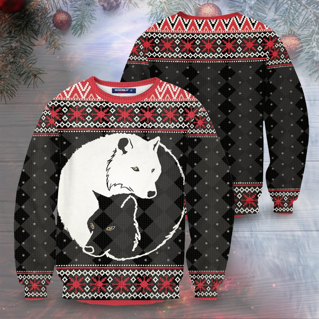 Yin Yang Holiday Wolves Unisex Sweater S Sweatshirt
