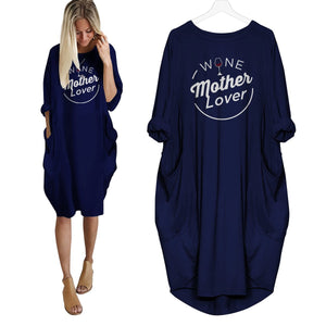 Wine Mother Lover Dress Navy Blue / S