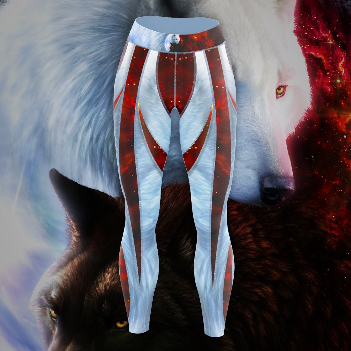 Yin Yang Fire Ice Wolves Unisex Tights - Version 1 S Leggings