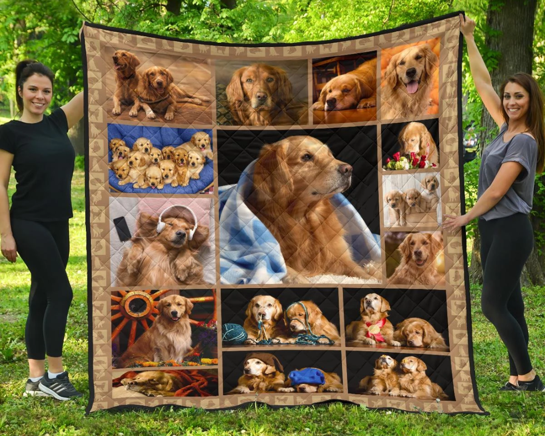 Golden Retriever Dog Quilt Blanket Gift