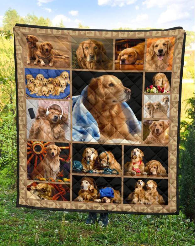 Golden Retriever Dog Quilt Blanket Gift