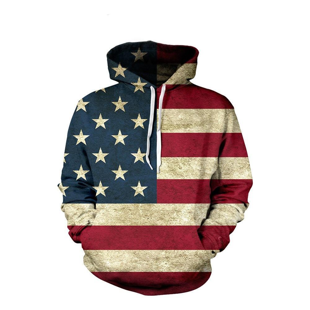 American Flag Unisex Pullover Hoodie M