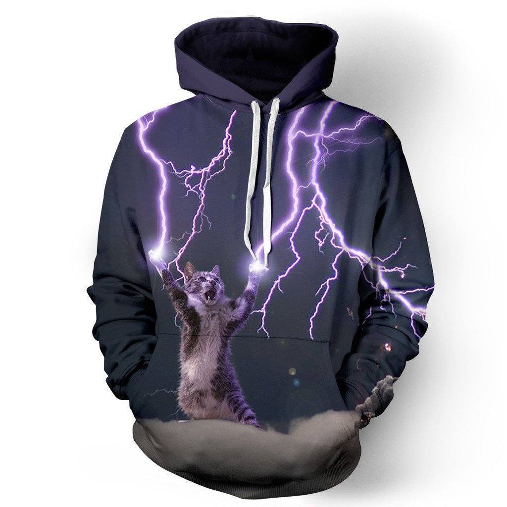 Kitten With Lightning Bolt Unisex Pullover Hoodie M