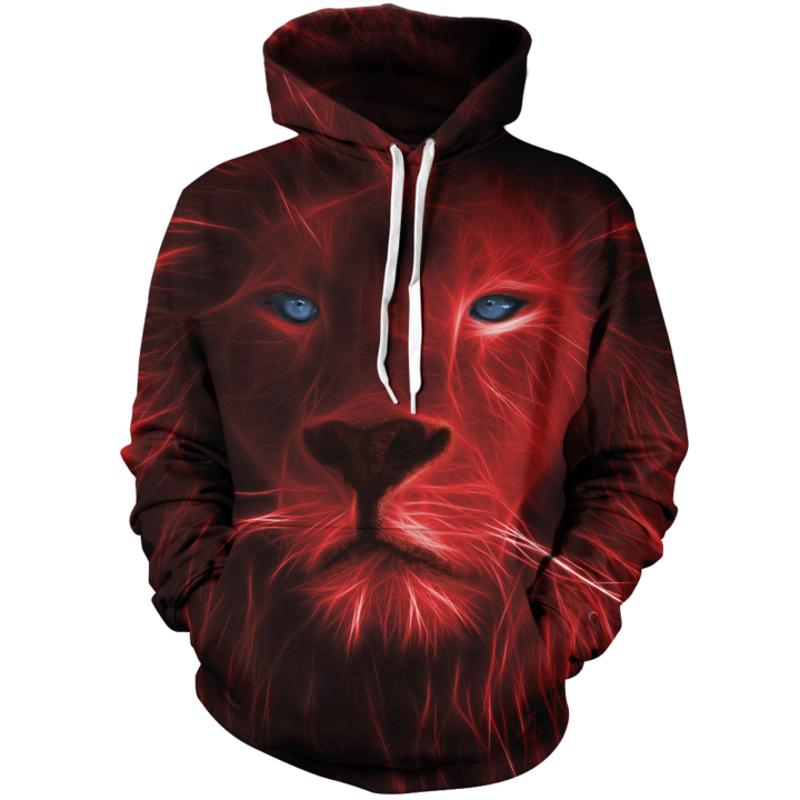 Red Nebula Lion Unisex Pullover Hoodie M