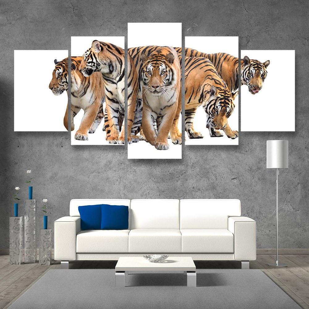 Bengal Tigers 5 Piece Canvas Small / No Frame Wall
