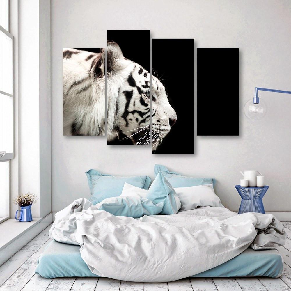 Bengal White Tiger 4 Piece Canvas Small / No Frame Wall