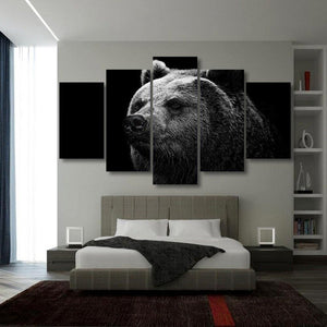 Black Bear 5 Piece Canvas Small / No Frame Wall