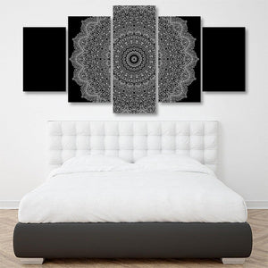 Black & White Mandala 5 Piece Canvas Small / No Frame Wall