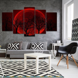 Blood Moon 5 Piece Canvas Small / No Frame Wall