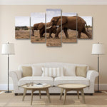 Elephant Couple 5 Piece Canvas Small / No Frame Wall
