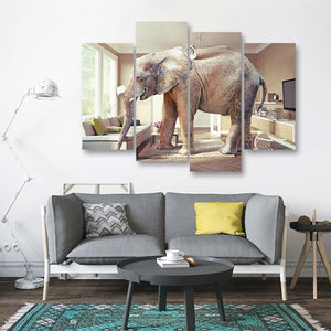 Elephant Inside 4 Piece Canvas Small / No Frame Wall