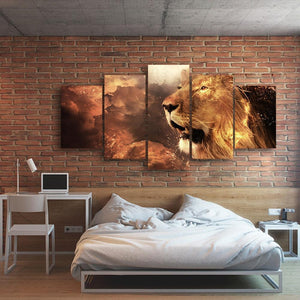 Fire & Ice Lion 5 Piece Canvas Small / No Frame Wall