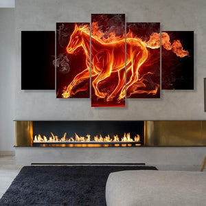 Flaming Ember 5 Piece Canvas Small / No Frame Wall