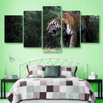 Indian Tiger 5 Piece Canvas Small / No Frame Wall