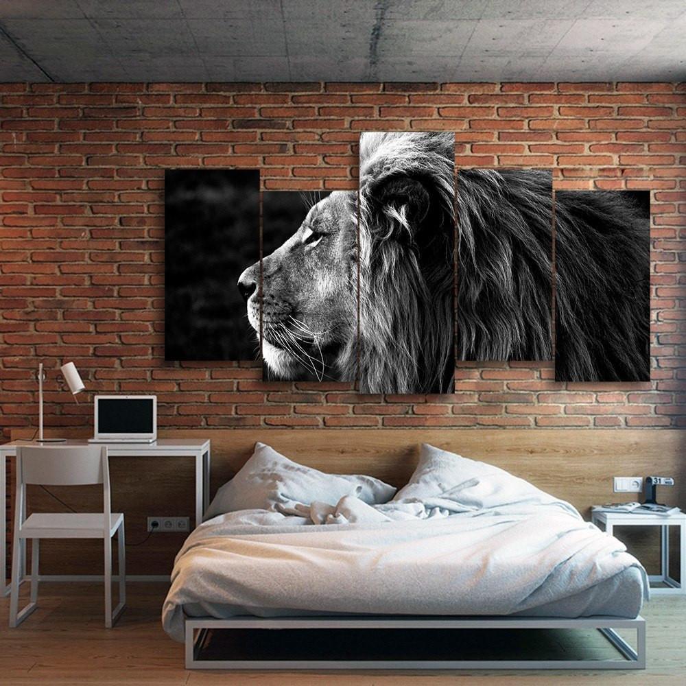 Lion 5 Piece Canvas Small / No Frame Wall