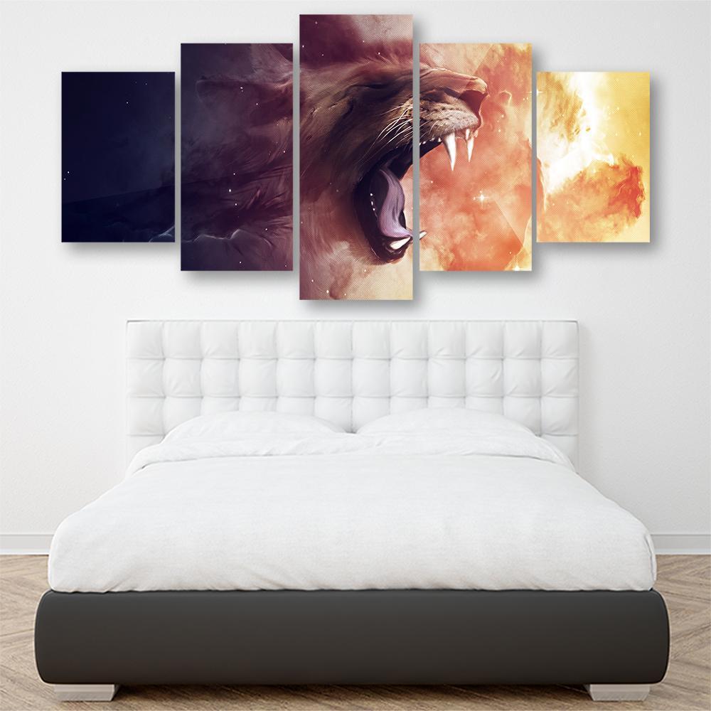 Lion Abstract 5 Piece Canvas Small / No Frame Wall