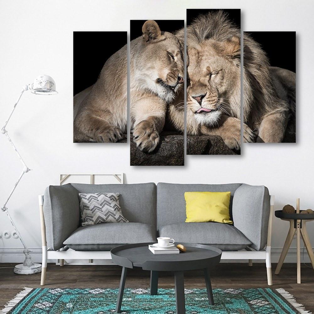 Lion Siblings 4 Piece Canvas Small / No Frame Wall