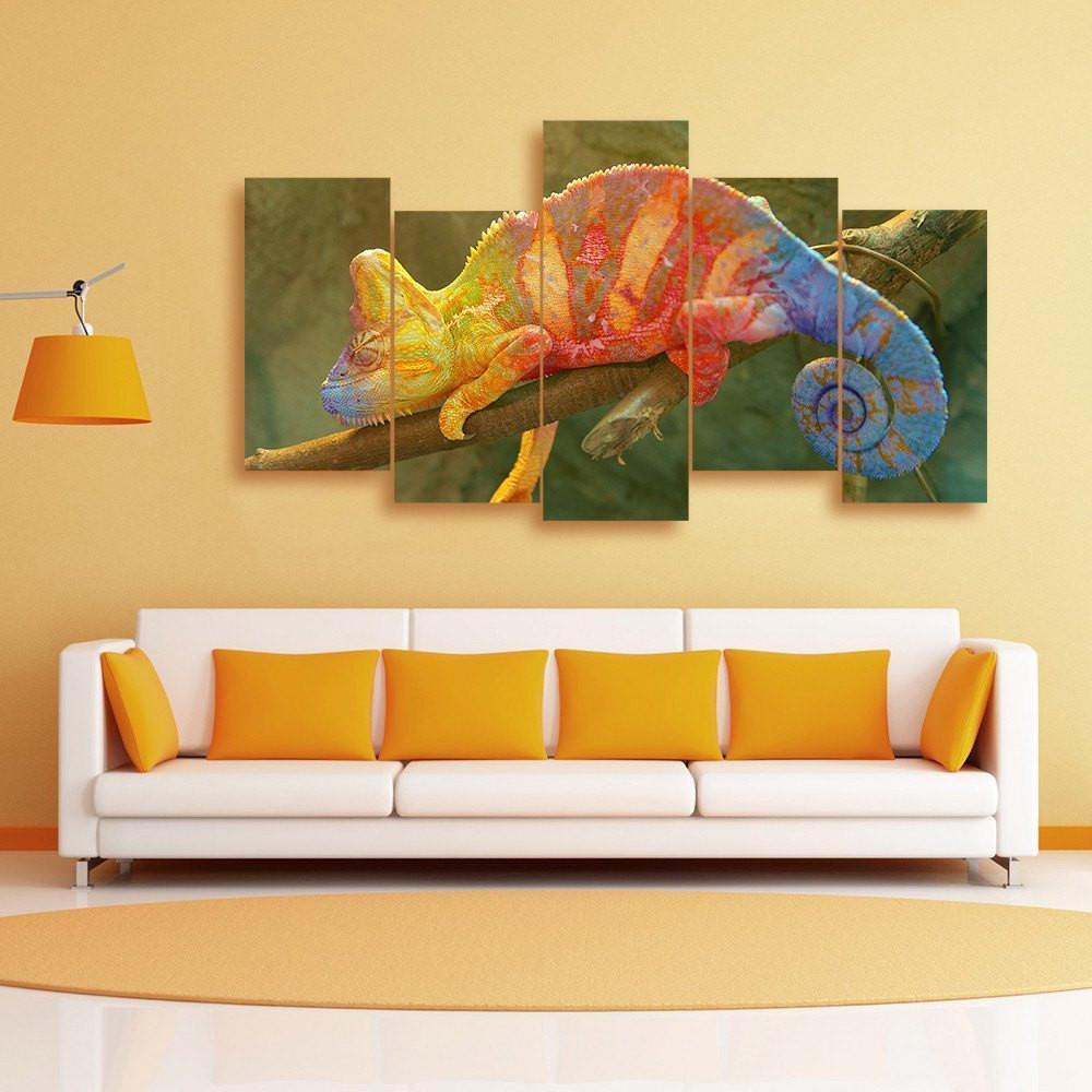 Multicolored Chameleon 5 Piece Canvas Small / No Frame Wall