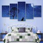 Night Wolf 5 Piece Canvas Small / No Frame Wall
